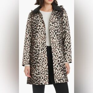 Kate Spade water resistant leopard print a-line raincoat